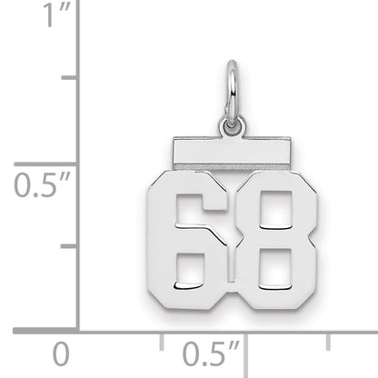 Sterling Silver Silver/Rhodium-Plated Polished Number 68 Charm