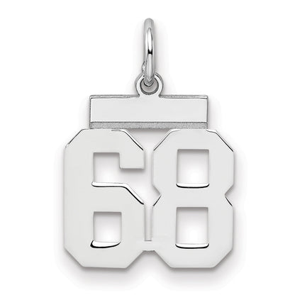 Sterling Silver Silver/Rhodium-Plated Polished Number 68 Charm