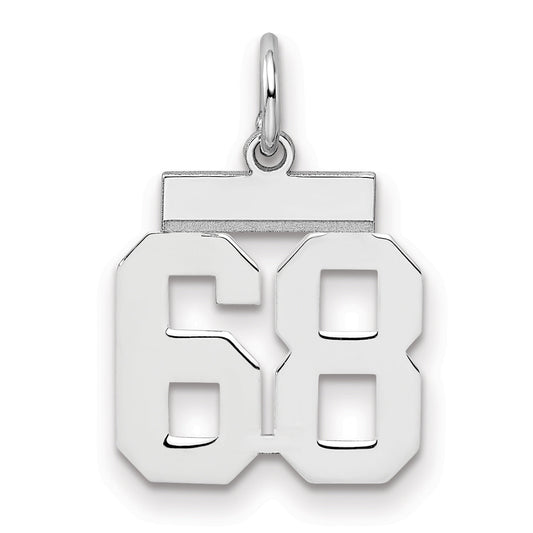 Sterling Silver Silver/Rhodium-Plated Polished Number 68 Charm