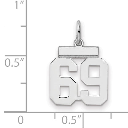Sterling Silver Silver/Rhodium-Plated Polished Number 69 Charm