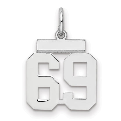 Sterling Silver Silver/Rhodium-Plated Polished Number 69 Charm