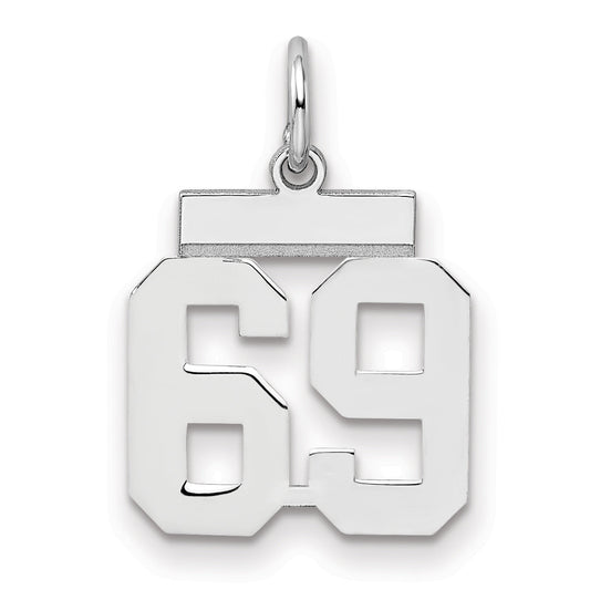 Sterling Silver Silver/Rhodium-Plated Polished Number 69 Charm