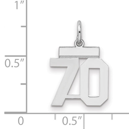 Sterling Silver Silver/Rhodium-Plated Polished Number 70 Charm