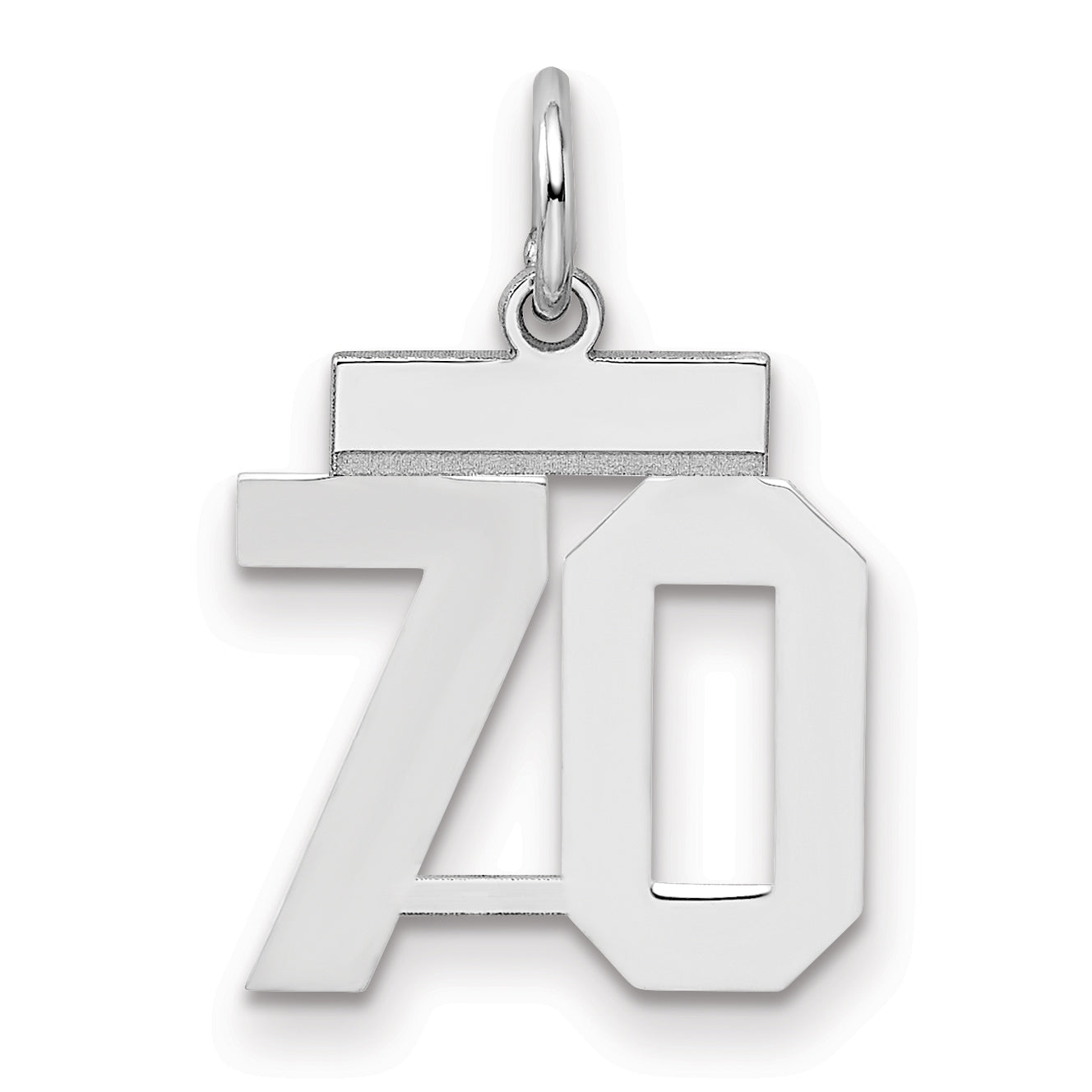 Sterling Silver Silver/Rhodium-Plated Polished Number 70 Charm
