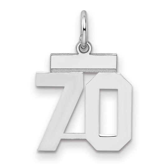 Sterling Silver Silver/Rhodium-Plated Polished Number 70 Charm