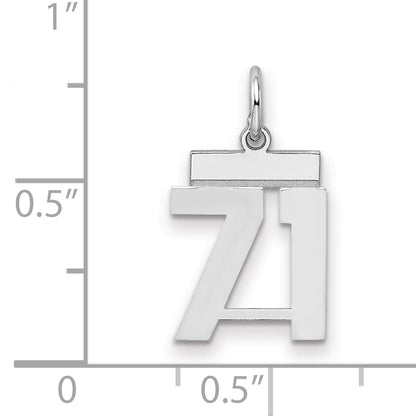Sterling Silver Silver/Rhodium-Plated Polished Number 71 Charm