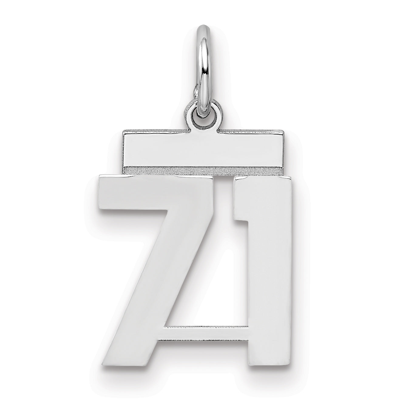Sterling Silver Silver/Rhodium-Plated Polished Number 71 Charm