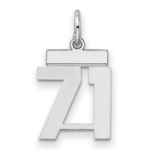 Sterling Silver Silver/Rhodium-Plated Polished Number 71 Charm