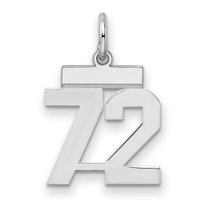 Sterling Silver Silver/Rhodium-Plated Polished Number 72 Charm