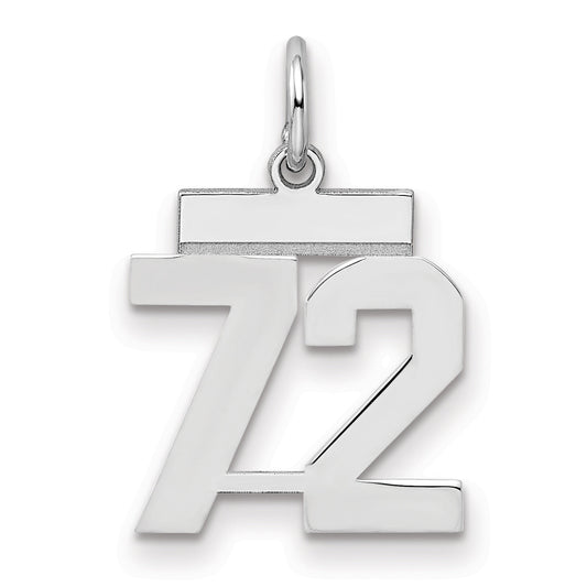 Sterling Silver Silver/Rhodium-Plated Polished Number 72 Charm