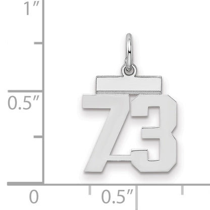 Sterling Silver Silver/Rhodium-Plated Polished Number 73 Charm