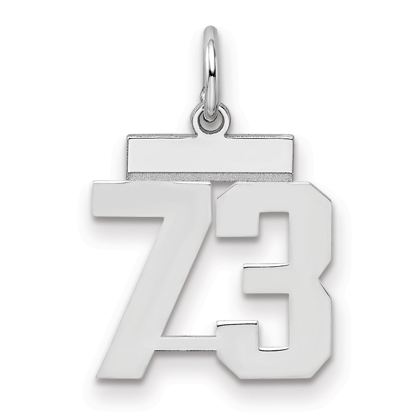 Sterling Silver Silver/Rhodium-Plated Polished Number 73 Charm