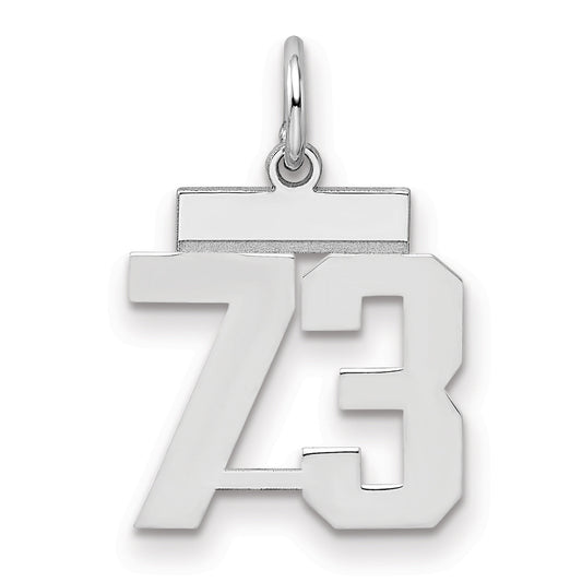 Sterling Silver Silver/Rhodium-Plated Polished Number 73 Charm
