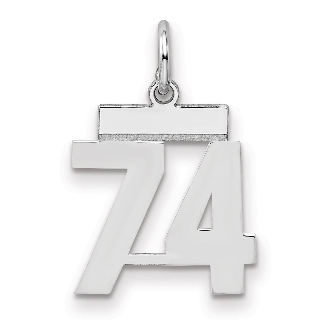Sterling Silver Silver/Rhodium-Plated Polished Number 74 Charm