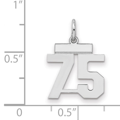 Sterling Silver Silver/Rhodium-Plated Polished Number 75 Charm