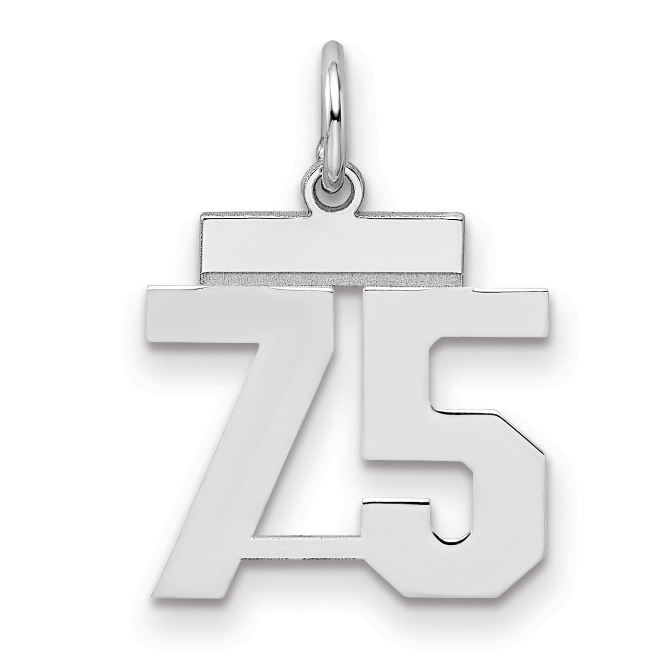 Sterling Silver Silver/Rhodium-Plated Polished Number 75 Charm