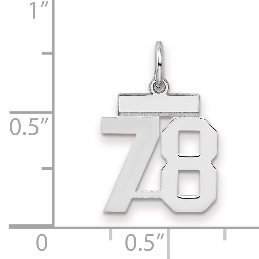 Sterling Silver Silver/Rhodium-Plated Polished Number 78 Charm