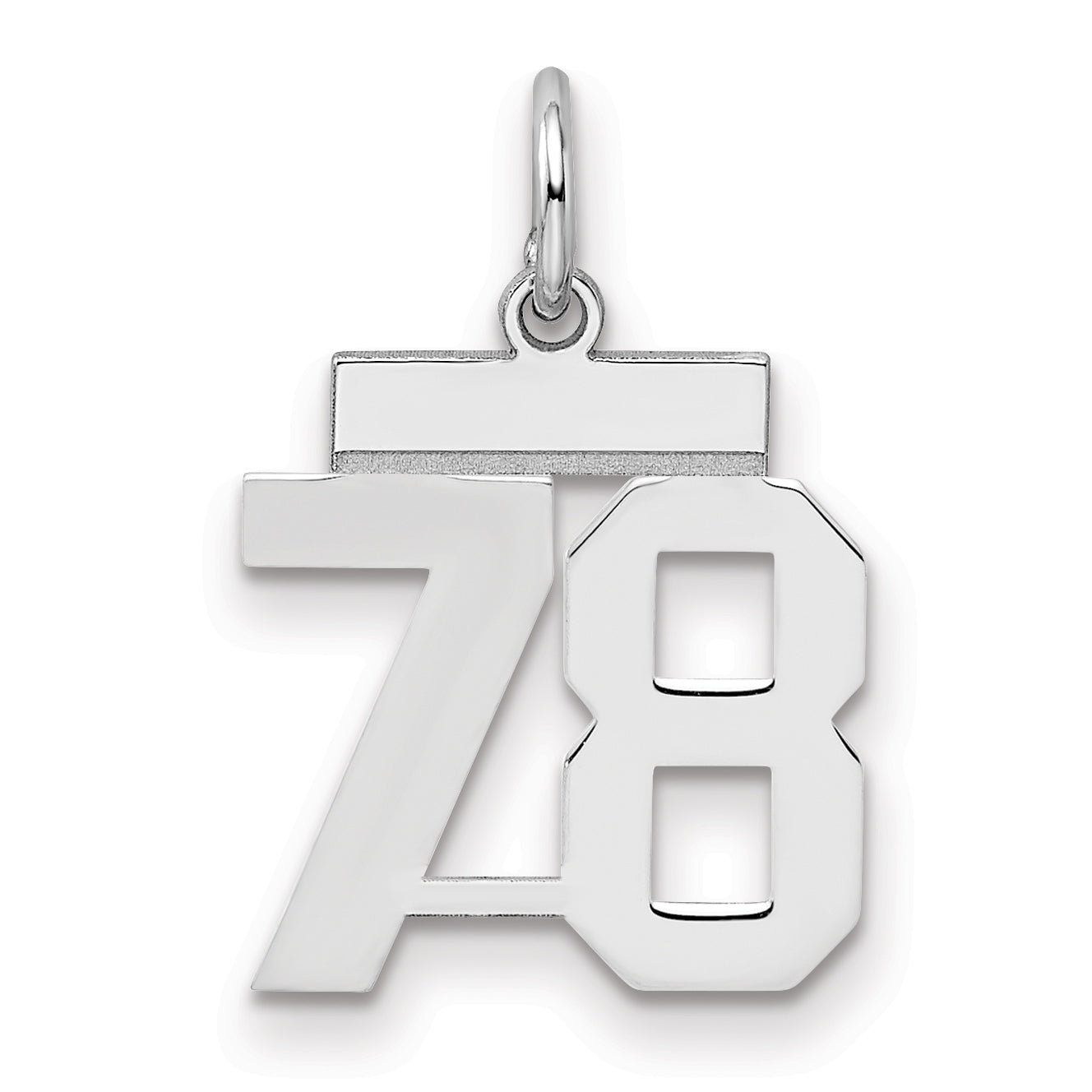 Sterling Silver Silver/Rhodium-Plated Polished Number 78 Charm