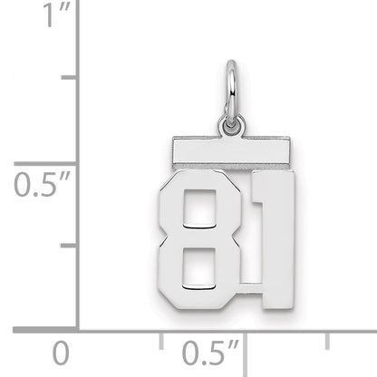 Sterling Silver Silver/Rhodium-Plated Polished Number 81 Charm