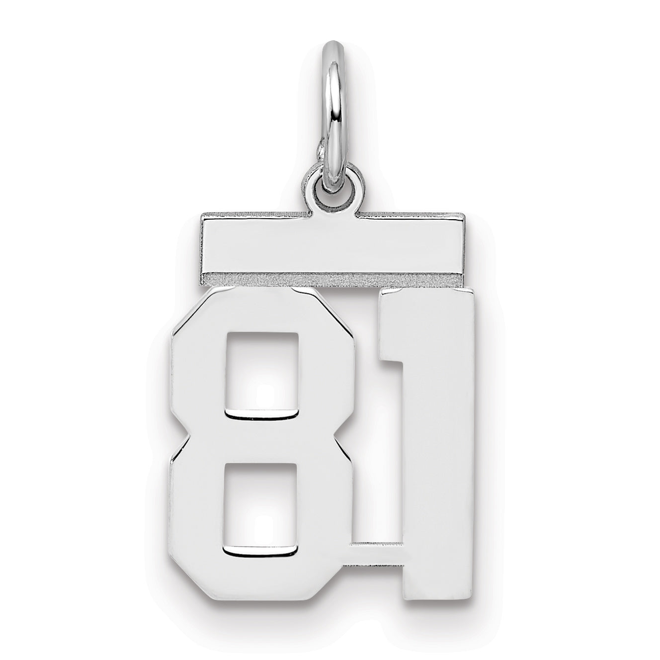 Sterling Silver Silver/Rhodium-Plated Polished Number 81 Charm