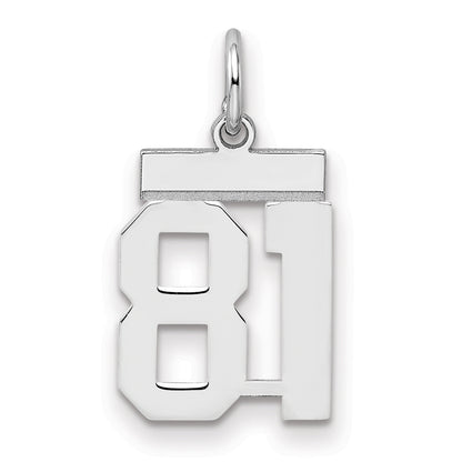 Sterling Silver Silver/Rhodium-Plated Polished Number 81 Charm