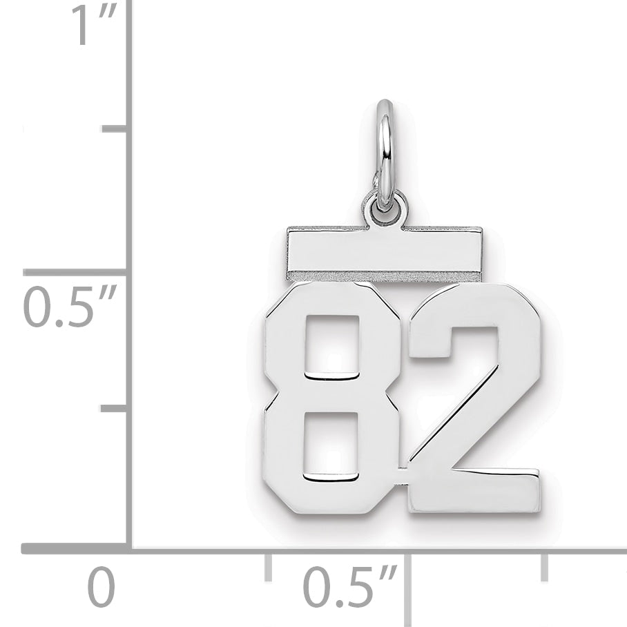 Sterling Silver Silver/Rhodium-Plated Polished Number 82 Charm