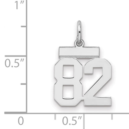 Sterling Silver Silver/Rhodium-Plated Polished Number 82 Charm