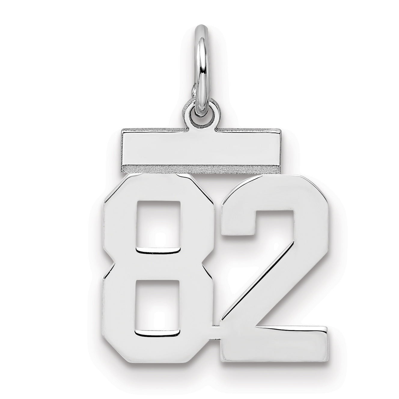 Sterling Silver Silver/Rhodium-Plated Polished Number 82 Charm