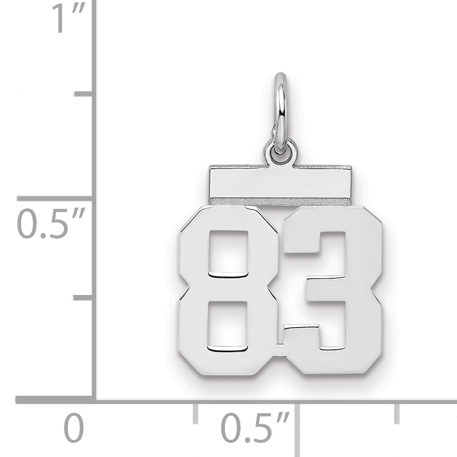 Sterling Silver Silver/Rhodium-Plated Polished Number 83 Charm