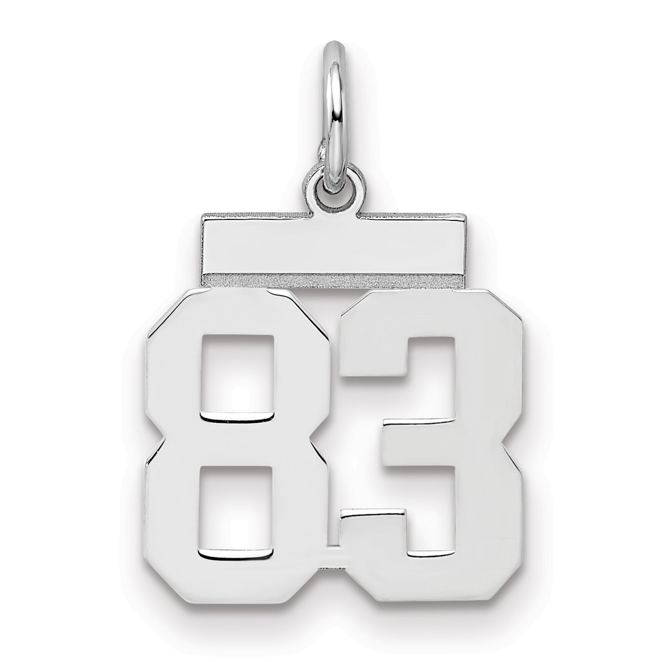 Sterling Silver Silver/Rhodium-Plated Polished Number 83 Charm