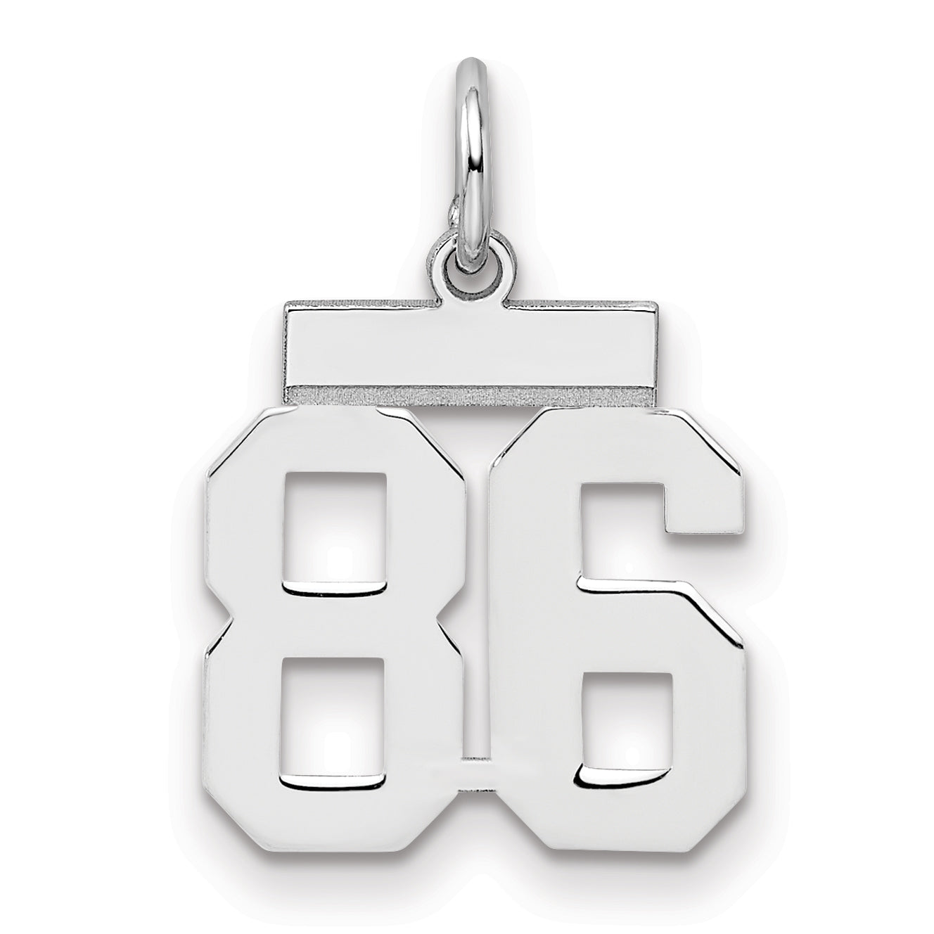 Sterling Silver Silver/Rhodium-Plated Polished Number 86 Charm