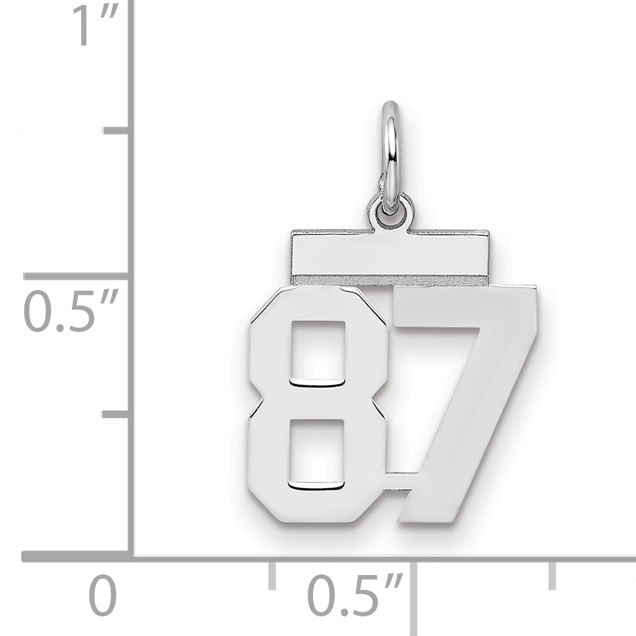 Sterling Silver Silver/Rhodium-Plated Polished Number 87 Charm