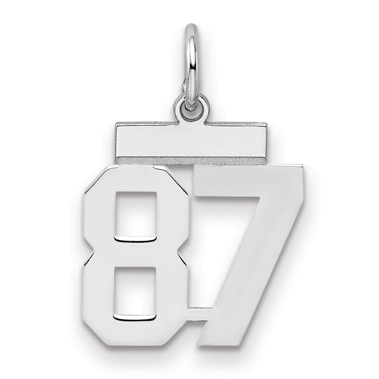 Sterling Silver Silver/Rhodium-Plated Polished Number 87 Charm