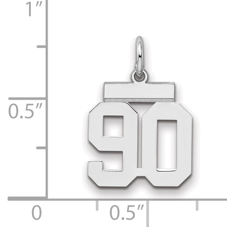 Sterling Silver Silver/Rhodium-Plated Polished Number 90 Charm