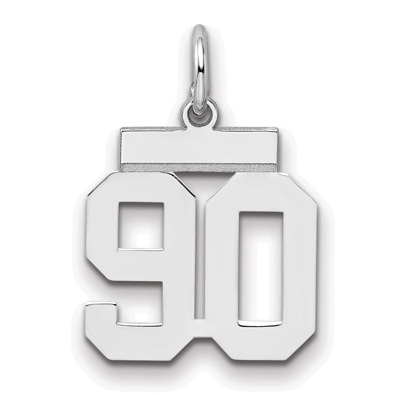 Sterling Silver Silver/Rhodium-Plated Polished Number 90 Charm