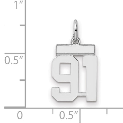 Sterling Silver Silver/Rhodium-Plated Polished Number 91 Charm