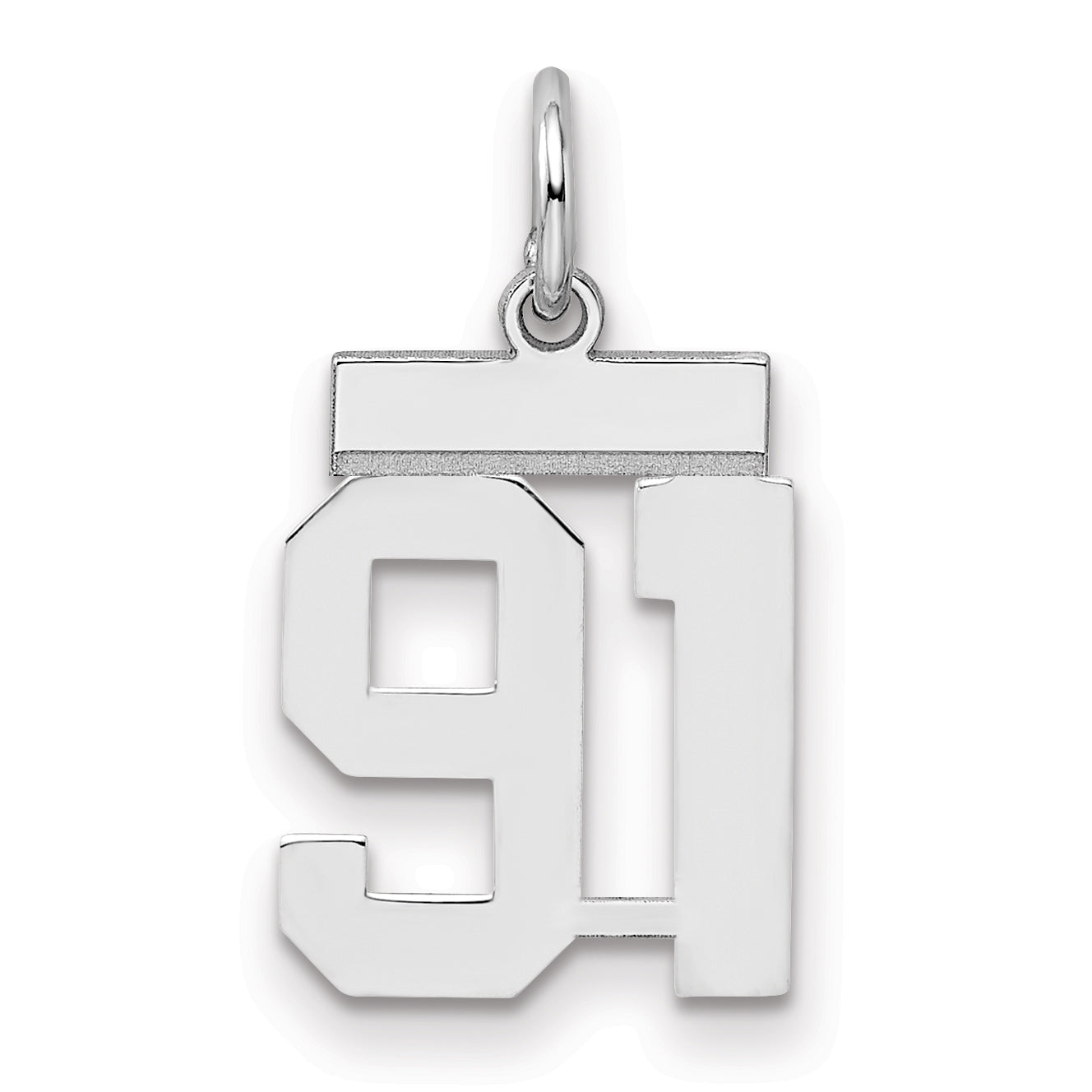 Sterling Silver Silver/Rhodium-Plated Polished Number 91 Charm