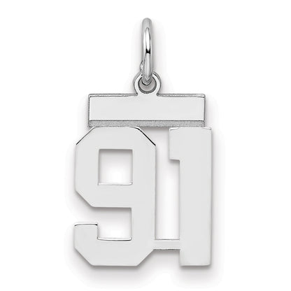 Sterling Silver Silver/Rhodium-Plated Polished Number 91 Charm