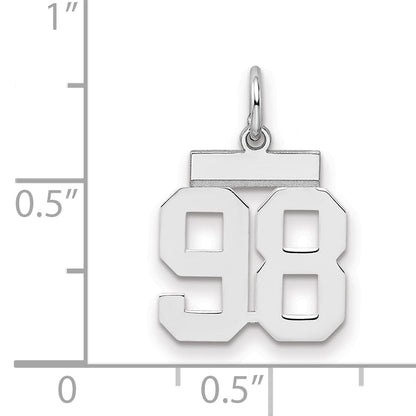 Sterling Silver Silver/Rhodium-Plated Polished Number 98 Charm