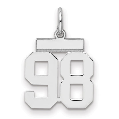 Sterling Silver Silver/Rhodium-Plated Polished Number 98 Charm