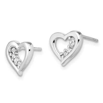 Sterling Silver Rhodium-Plated Cz Heart Earring And Pendant Set