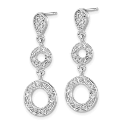 Sterling Silver Polished Cz Circle Pendant & Earring Set