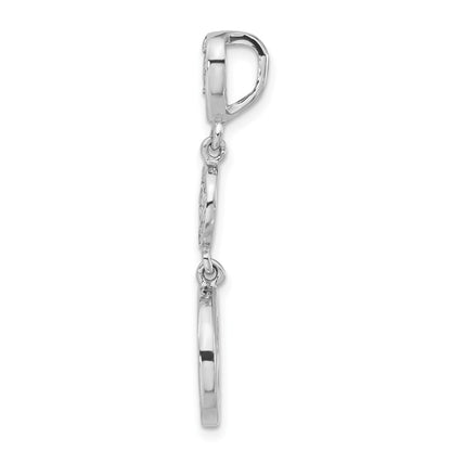 Sterling Silver Polished Cz Circle Pendant & Earring Set