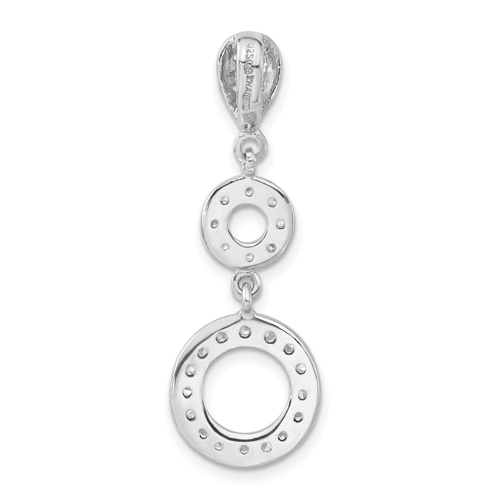 Sterling Silver Polished Cz Circle Pendant & Earring Set