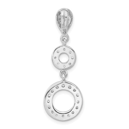 Sterling Silver Polished Cz Circle Pendant & Earring Set