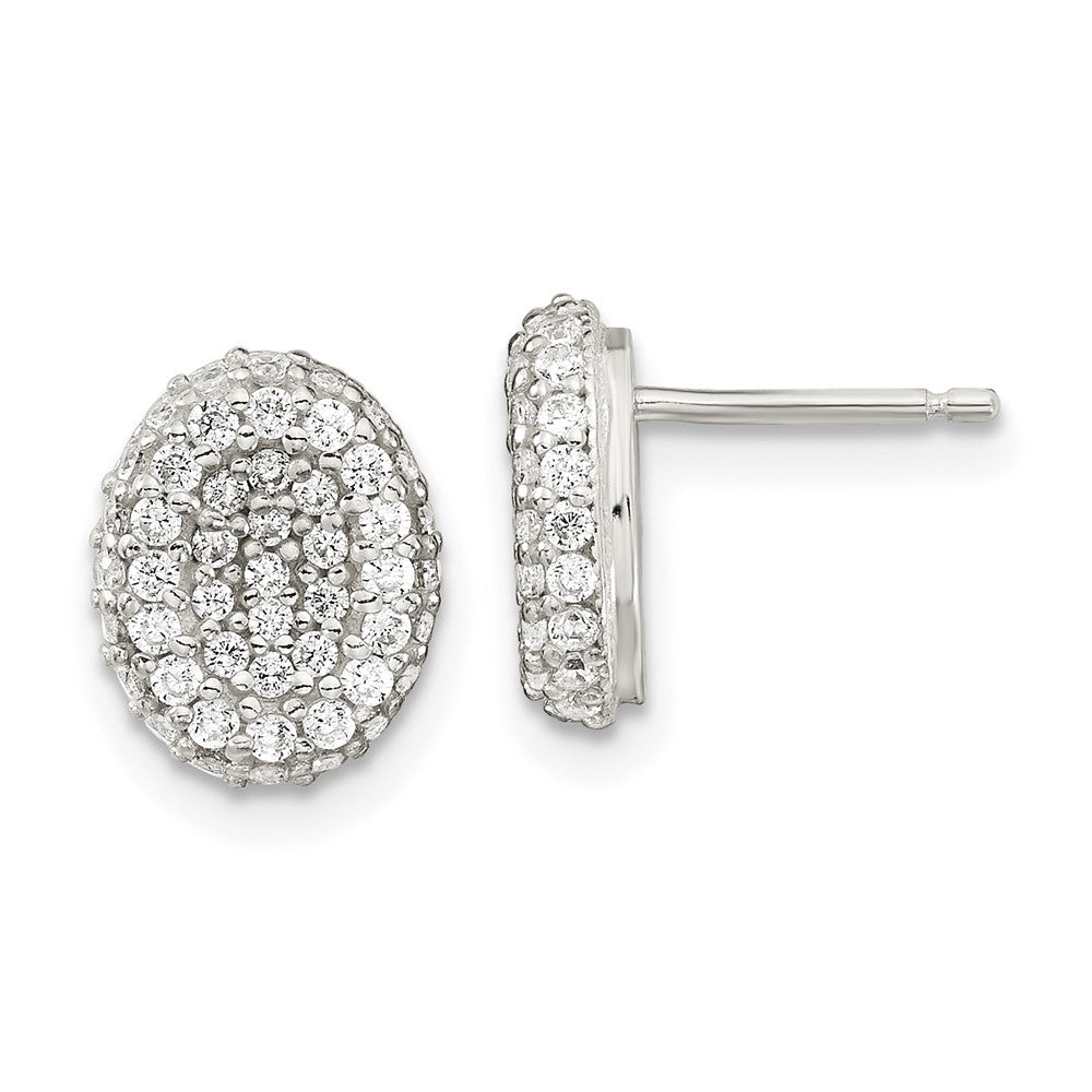 Sterling Silver 16 In W/1.5 Ext. Cz Oval Necklace, Earrings, Ring Set