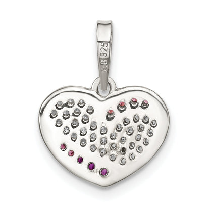 Sterling Silver Rhodium-Plated Cz Heart Dangle Earring & Pendant Set