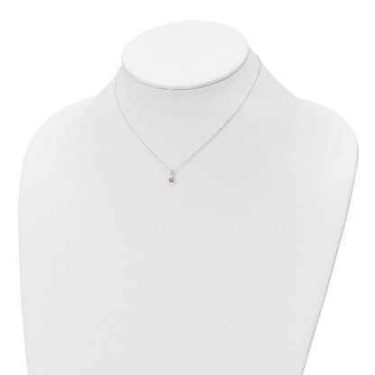 Sterling Silver Polished Pink Bezel Set Cz Children'S 14In Necklace And Stud Earrings