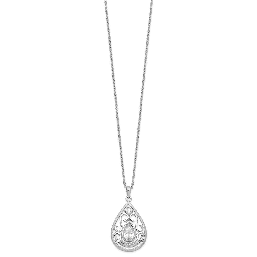 Sterling Silver Sentimental Expressions Rhodium-Plated Cz In Loving Memory 18In Necklace