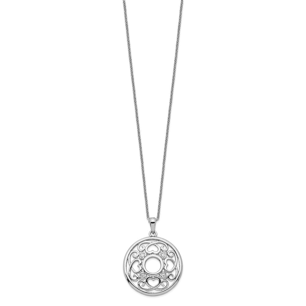 Sterling Silver Sentimental Expressions Rhodium-Plated Cz Wisdom Of Friendship 18In. Necklace